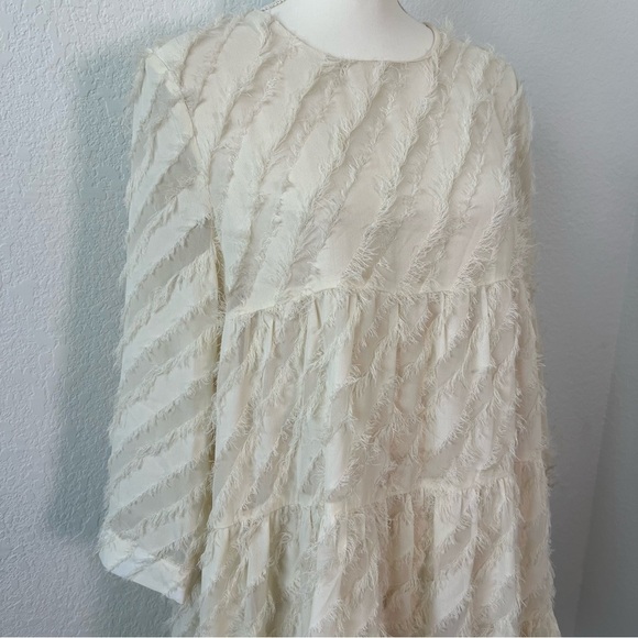 Anthropologie En Saison Textured Cream Dress Size Large - Picture 2 of 13